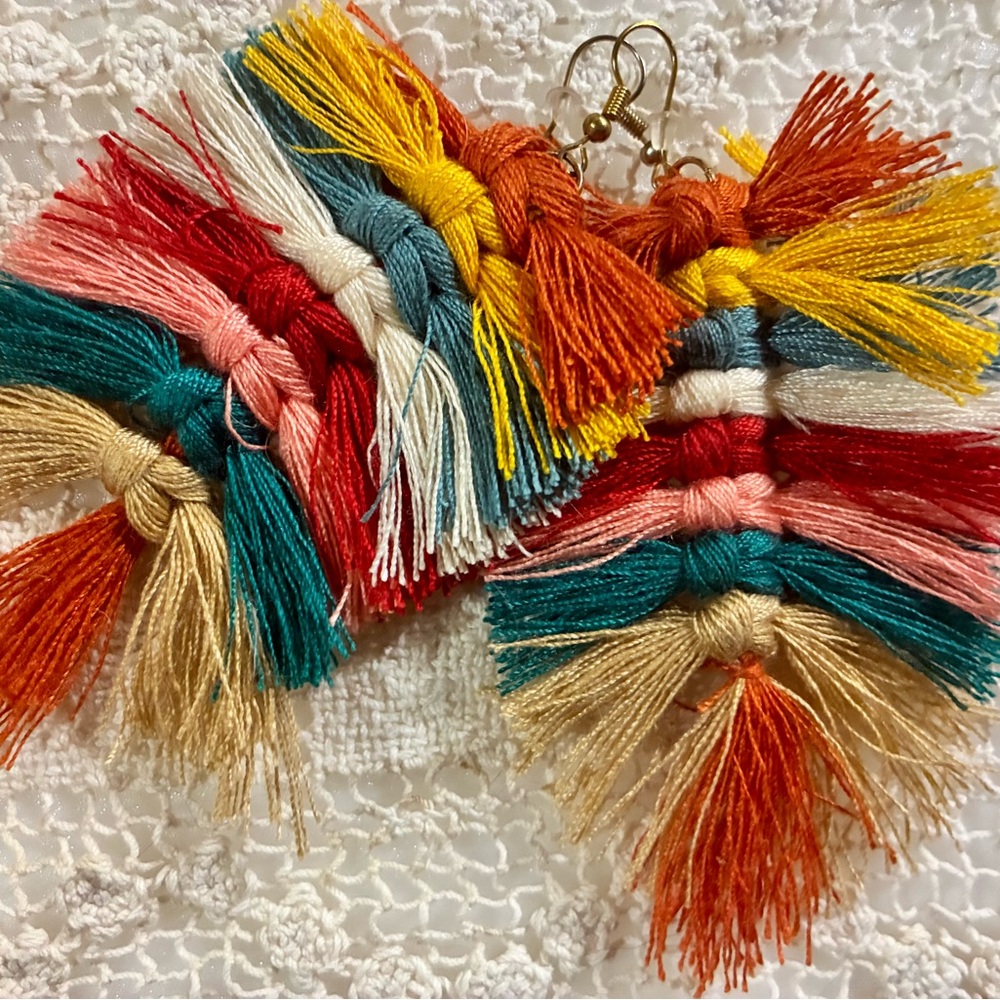 Multicolor Fringe Tassel Earrings